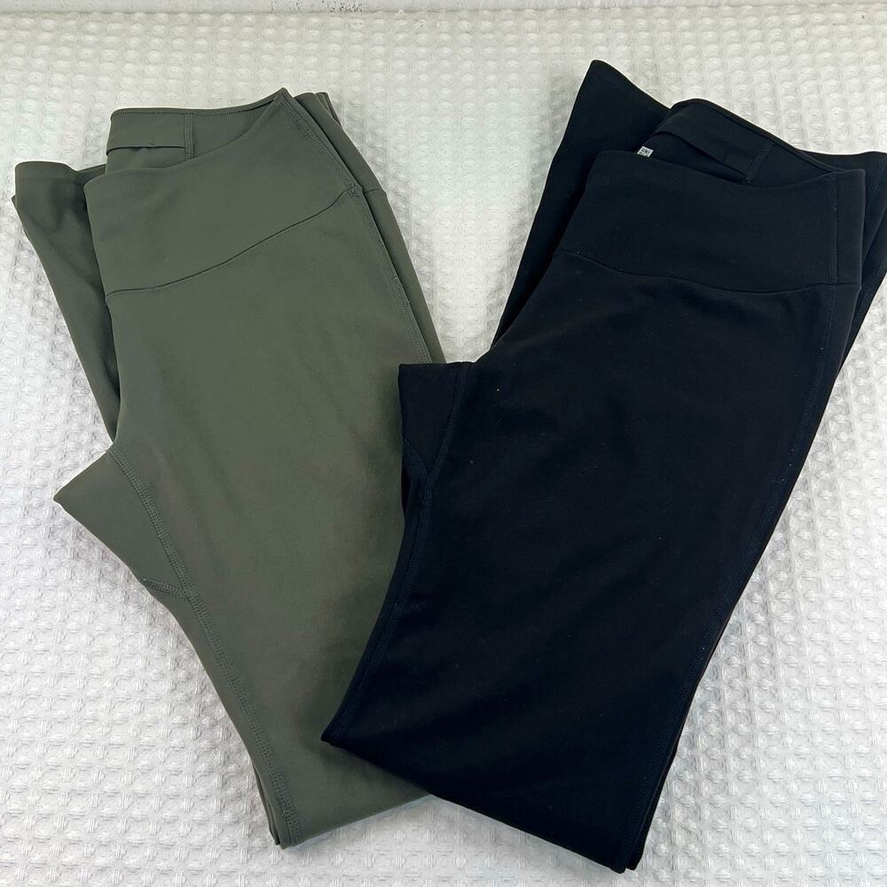 Uniqlo AIRism Soft Flare Leggings Women M Black Olive Lot 2 Yoga Pants